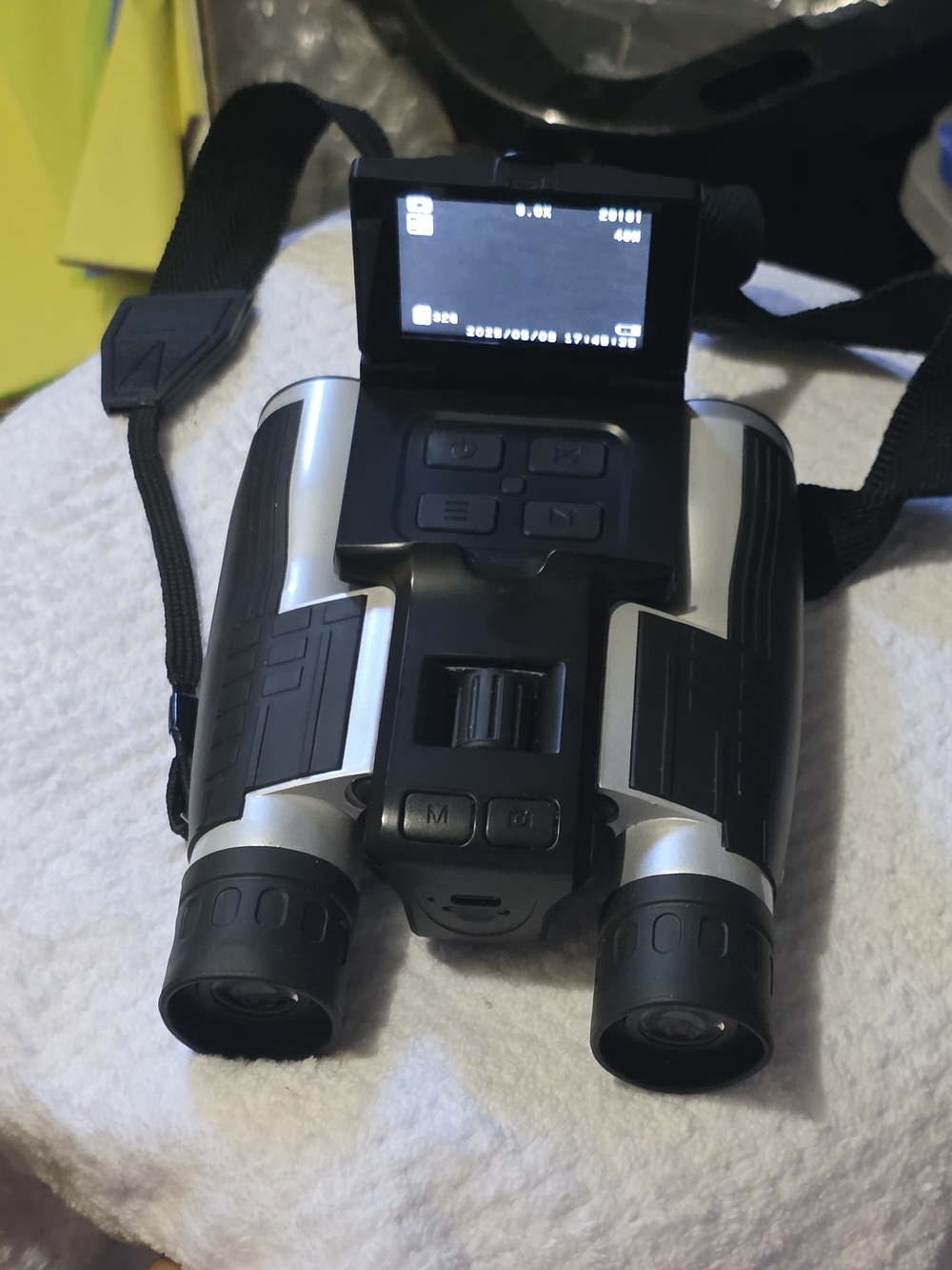 Portable Silver and Black Digital Binoculars with LCD Display